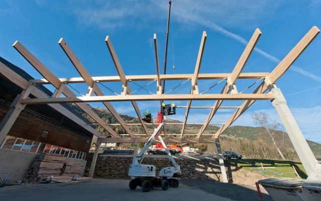 Industrie Halle aus Birke BSP in Stall